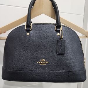 Coach satchel bag in navy blue leather